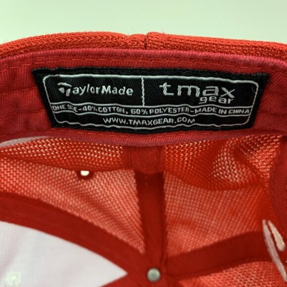 Taylormade Mens Golf Hat R7 Red Mesh White Cap Adjustable Hook & Loop Tmax Gear - Picture 11 of 13